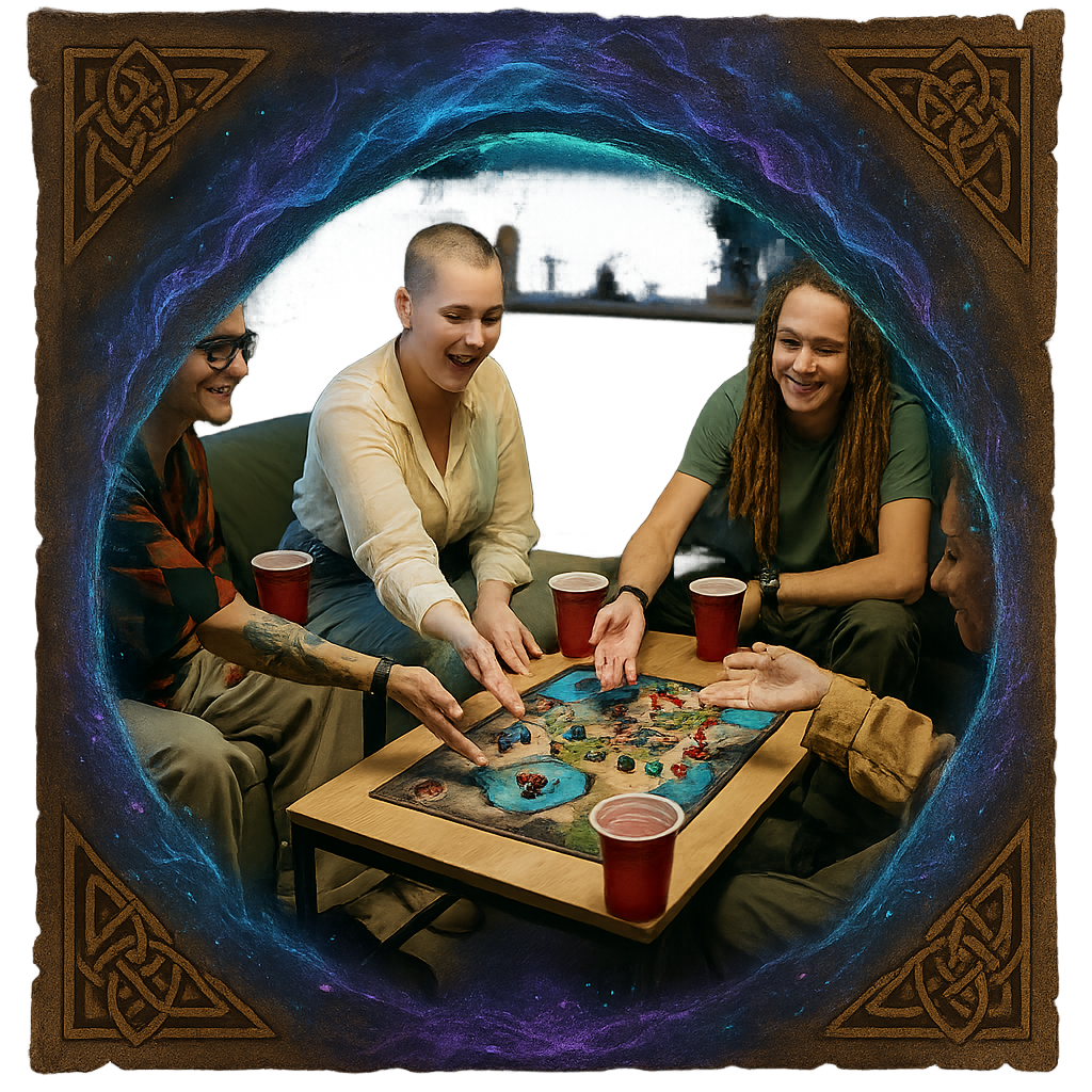 Gaming group at table